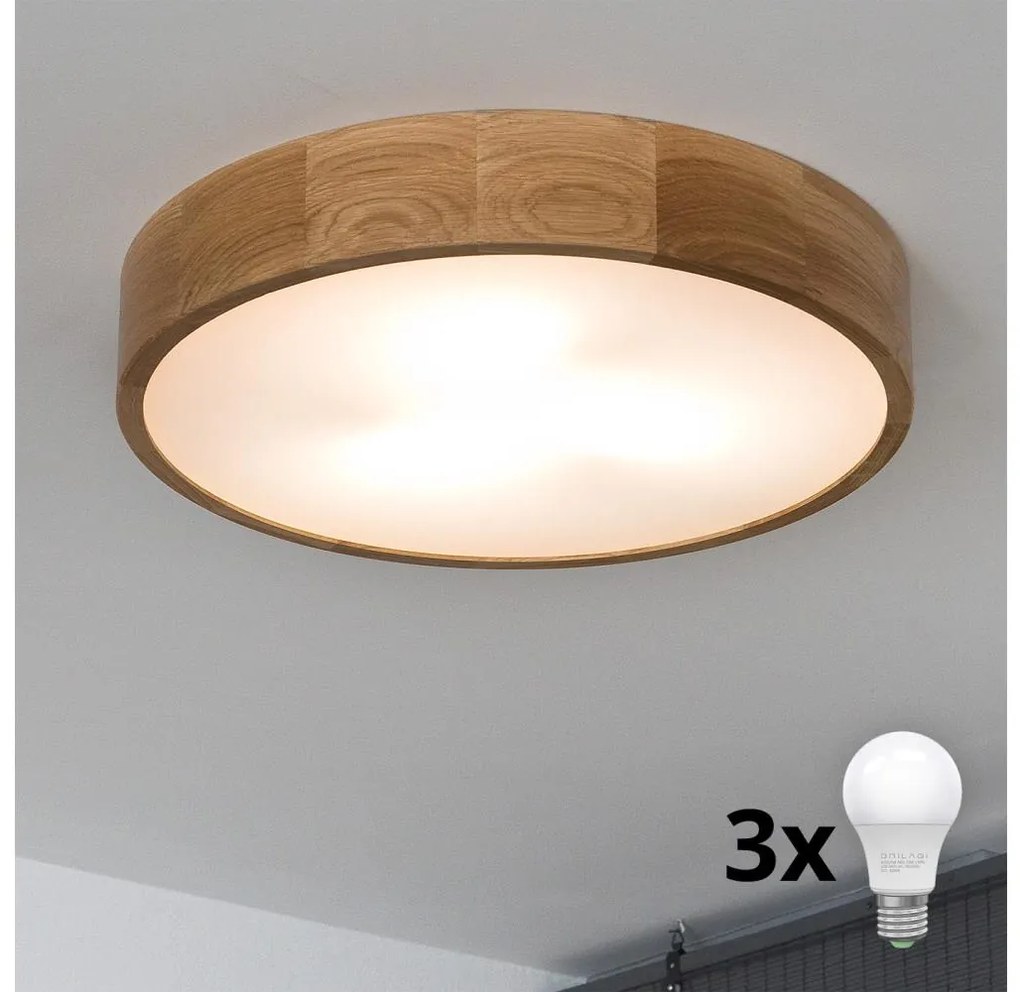 Brilagi - Lampada LED da soffitto CARVALHO 3xE27/60W/230V rovere Ø47,5 cm