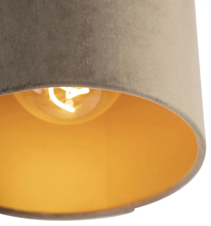 Plafoniera con paralume in velluto color tortora con oro 20 cm - Combi nero