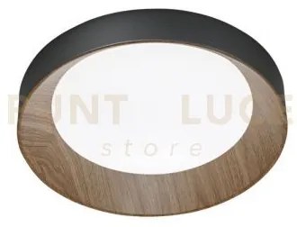 Plafoniera led arka nera/legno 23w 3300lm cct 3000-4000-6500k 40x40...