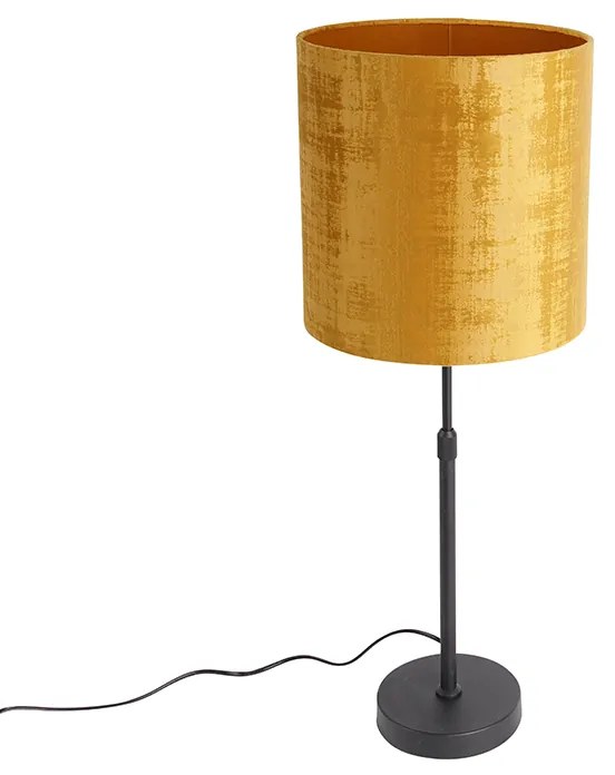 Lampada da tavolo velluto nero paralume oro 25 cm regolabile - Parte