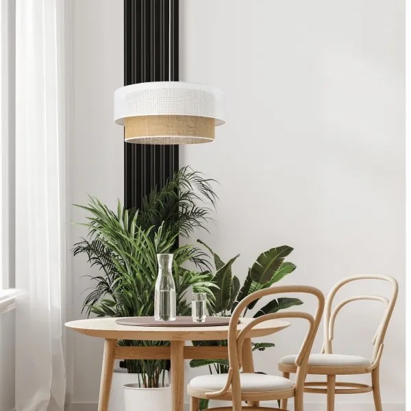 Lampadario a sospensione con cavo BORHO 1xE27/60W/230V Ø 40 cm bianco/iuta