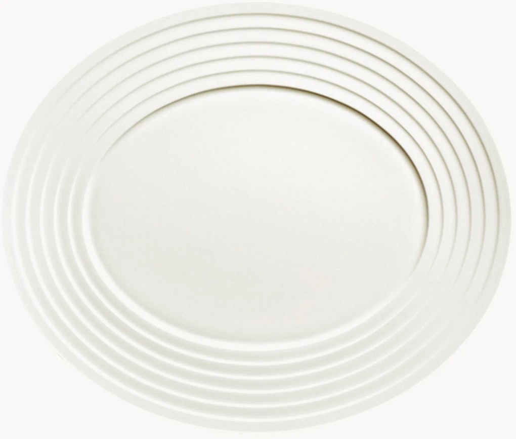 Set di 6 piatti ovali da portata in Fine Bone China Relief