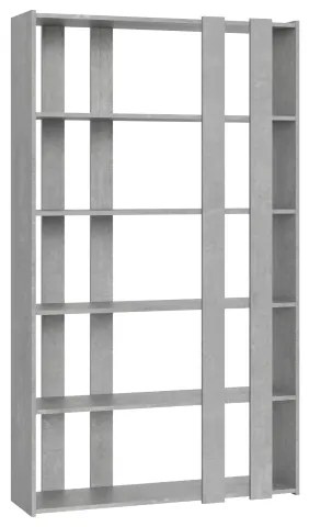 Libreria 120x204h cm in legno Cemento con 6 ripiani - KATO A SMALL