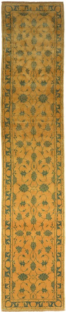 Isfahan Tappeto 80x400 Giallo (Iran) Annodato A Mano