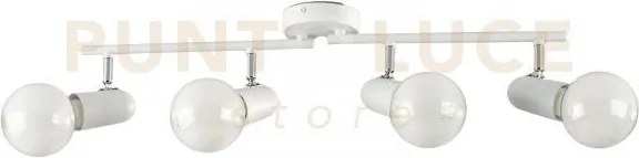 Spot punto bianco 4 luci attacco e27 68x10x14cm in metallo