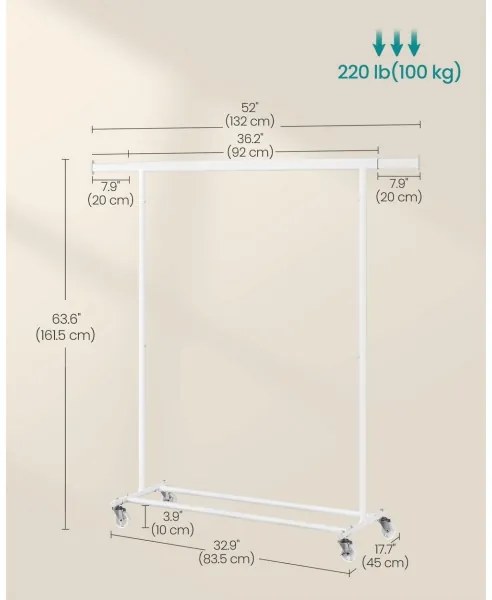 Appendiabiti mobile da terra LINEA, bianco