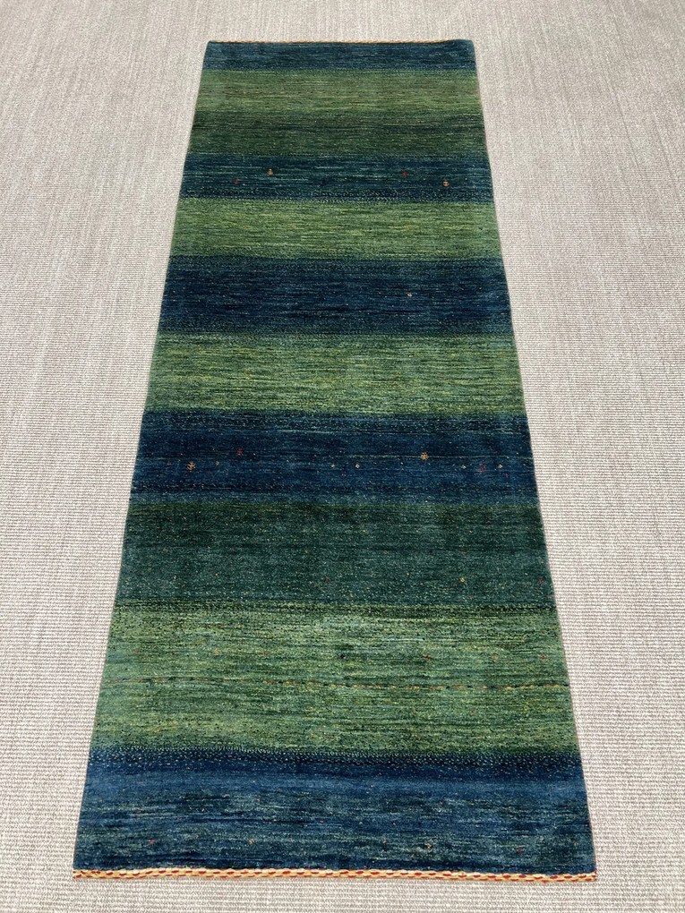 Loribaft Tappeto 90x250 Verde (Iran) Annodato A Mano