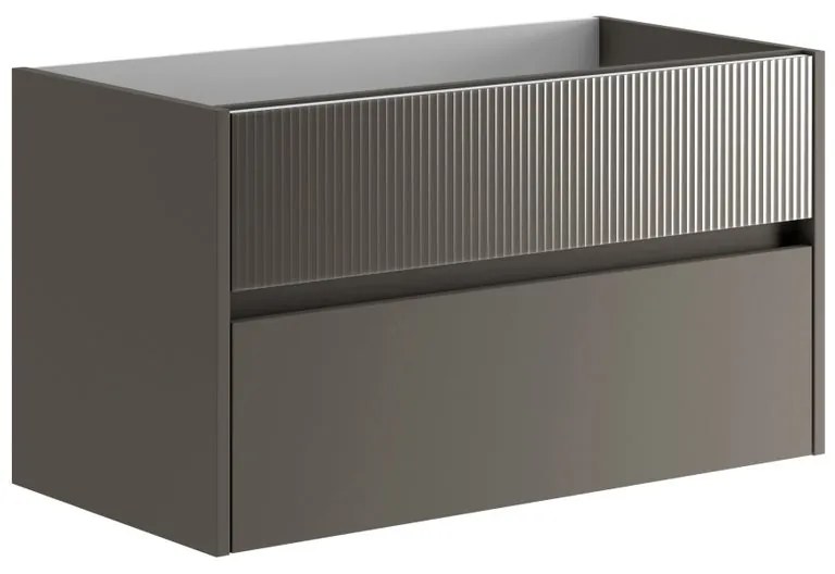 Mobile da bagno sospeso sotto lavabo L 89.5 x H 50 x P 45.5 cm grigio laccato opaco, 2 cassetti Niwa