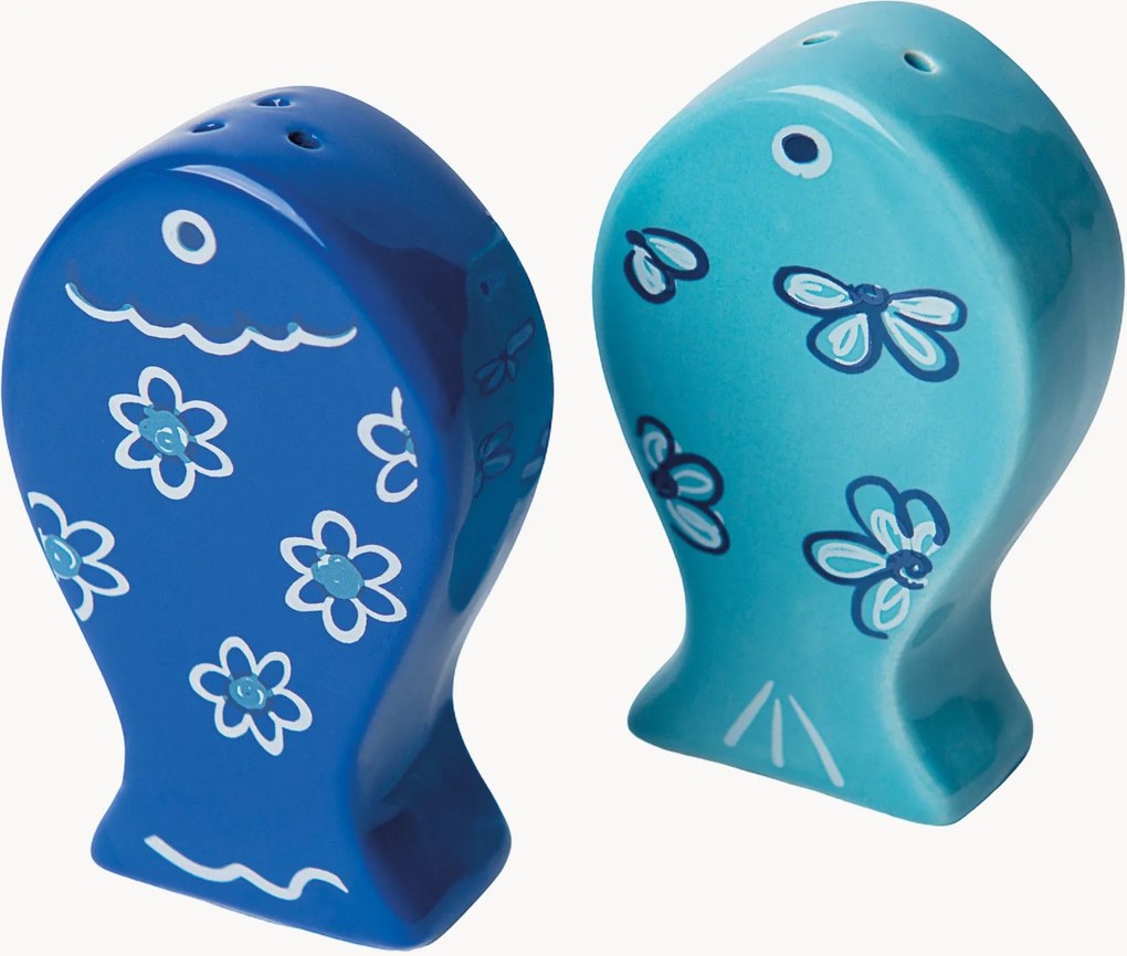Set saliera e pepiera in ceramica dipinta a mano Ocean, set da 2