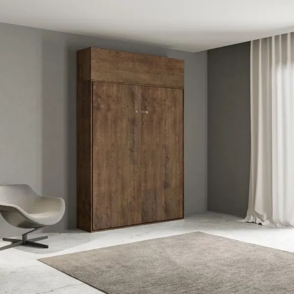 Letto a scomparsa con pensile Noce matrimoniale 160 cm KENTARO