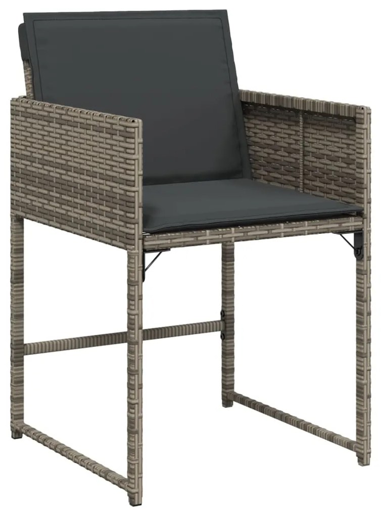 Set da pranzo da giardino 15 pz con cuscini grigio polyrattan