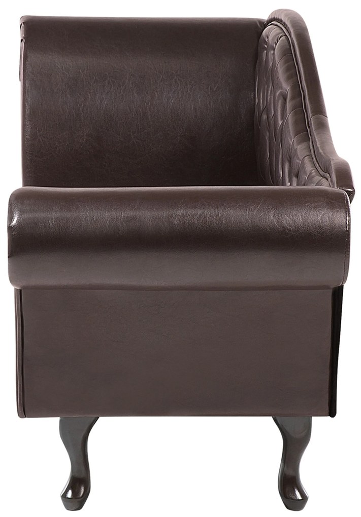 Chaise longue vintage sinistra in pelle sintetica marrone LATTES Beliani