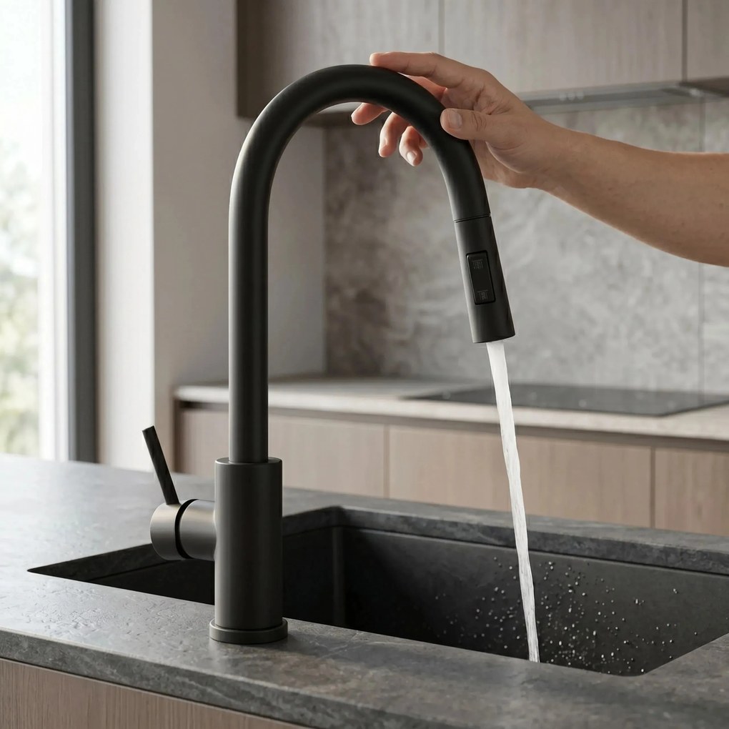 Rubinetto da cucina Rea Fresh Touch Black Matt