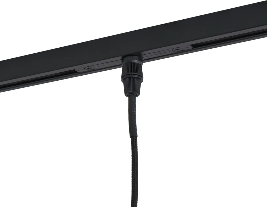 Sistema di illuminazione a binario moderno nero con 6 lampade a sospensione bronzo scuro monofase - Slimline Loyce