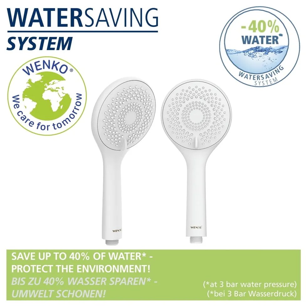 Set doccia bianco in acciaio inox 70 cm Watersaving - Wenko