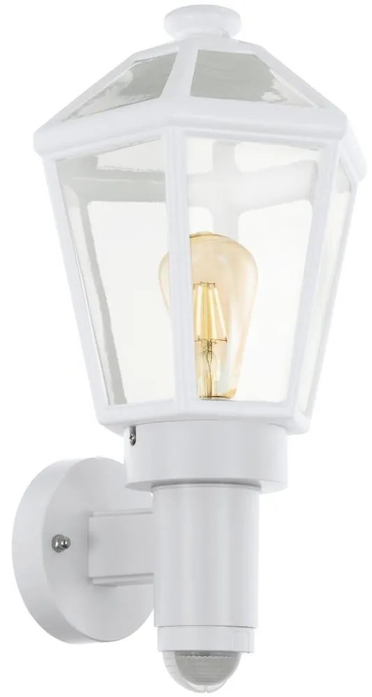 Eglo 79288 - Lampada da parete per esterno con sensore MONSELICE 1xE27/28W/230V IP44 bianca
