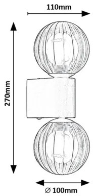Rabalux 75022 - Applique COLZAR 2xG9/3,5W/230V IP44 nero