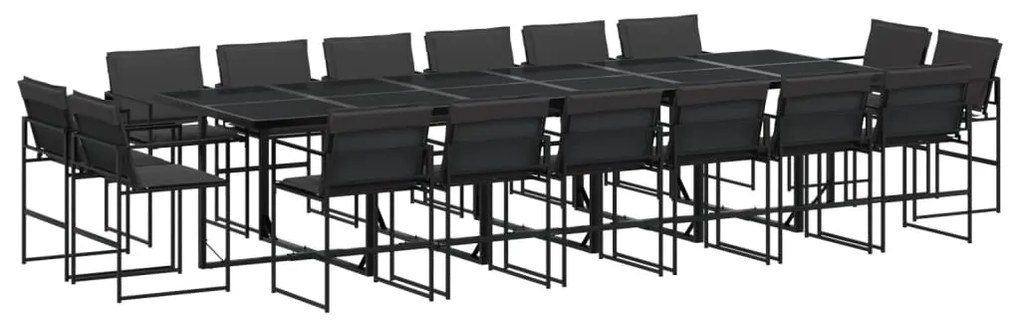 Set da pranzo da giardino 17 pz con cuscini nero in textilene