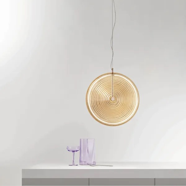 Lampada a sospensione LED JOKEY in metallo e vetro decorato AMBRA 45 cm