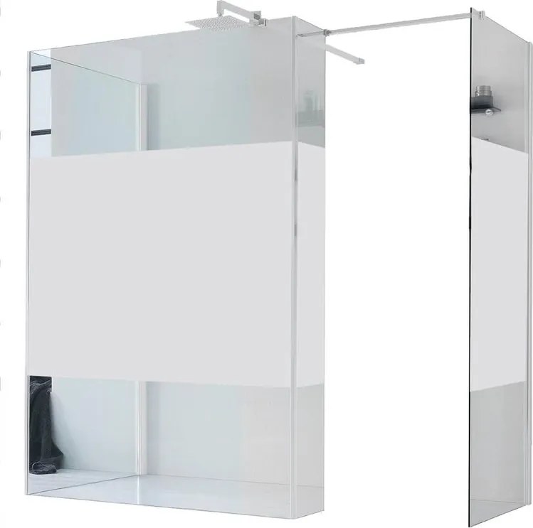 Box doccia walk-in Wens, vetro serigrafato 6 mm, H 200 cm, profilo bianco