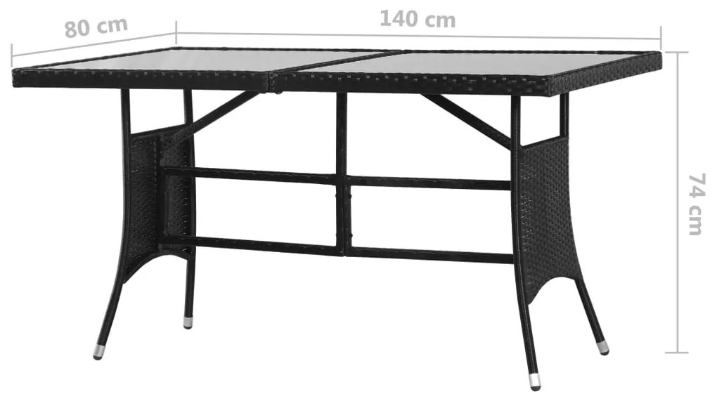 Set da Pranzo da Giardino 5 pz in Polyrattan Nero