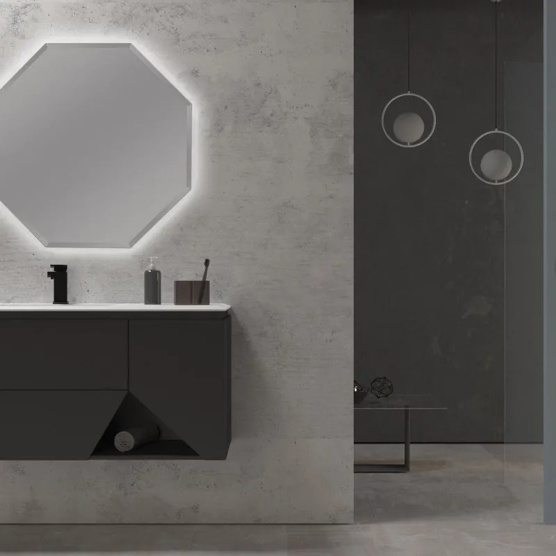 Mobile sottolavabo e lavabo Vintage per vasca a sinistra grafite L 105 x H 55 x P 45.3 cm