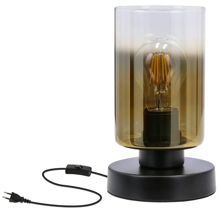 Lampada da tavolo nera con paralume in vetro (altezza 20 cm) Aspra - Candellux Lighting