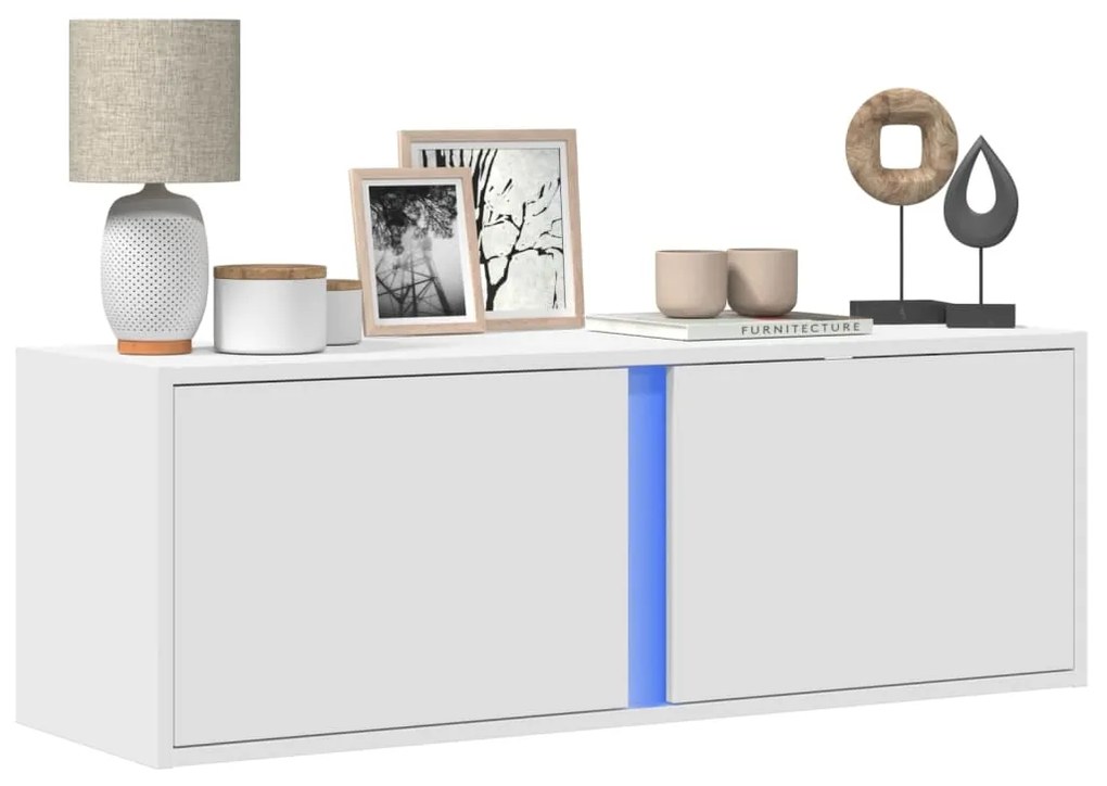 Mobile Tv A Parete Con Luci Led Bianco 100x31x35 Cm /