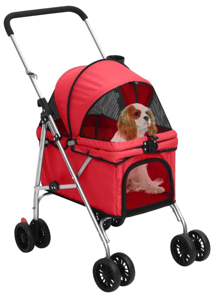 Passeggino per cani pieghevole rosso 76x50x100cm tessuto oxford