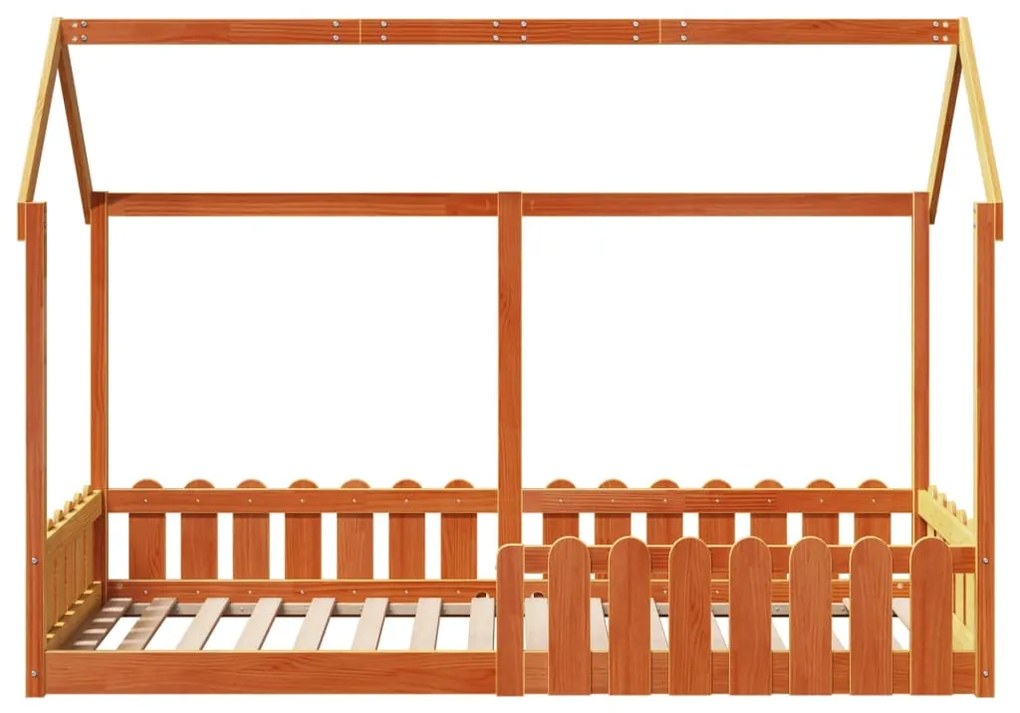 Giroletto casetta bambini marrone cera 80x200 cm massello pino