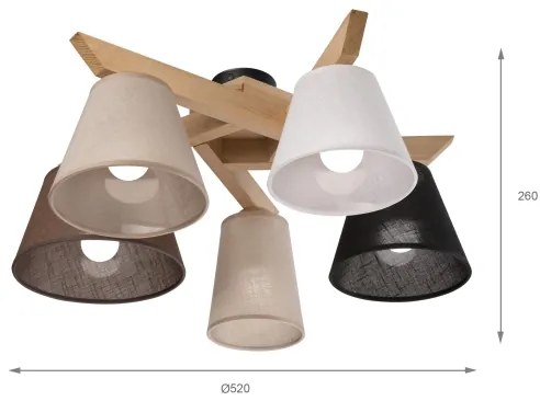 Brilagi - LED Lampadario a plafone ANTHONY 5xE14/40W/230V quercia