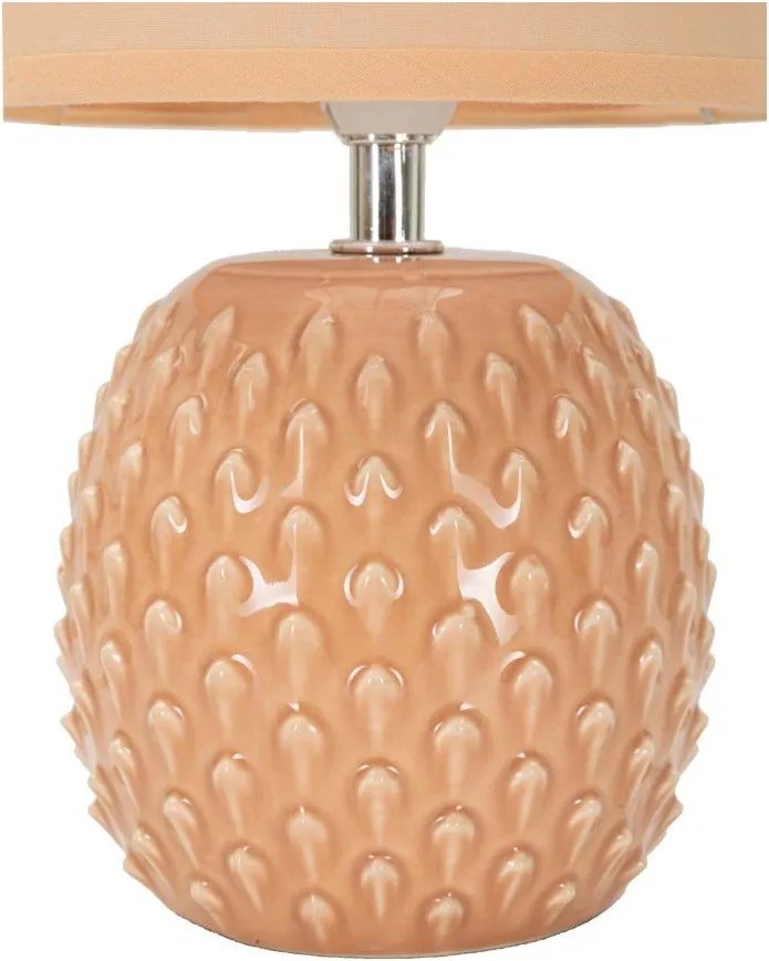 Lampada da tavolo color pesca in ceramica con paralume in tessuto (altezza totale 27 cm) Pontus – Mauro Ferretti