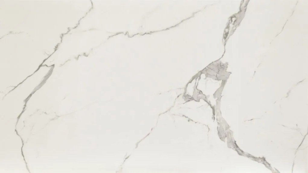 Tavolo BEVERLY HILLS in vetroceramica effetto marmo statuario e metallo bianco, allungabile 160&#215;90 cm &#8211; 240&#215;90 cm