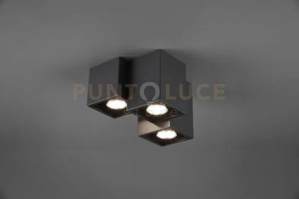 Fernando plafoniera metallo nero opaco 3 cubetti l. 23cm attacco gu10