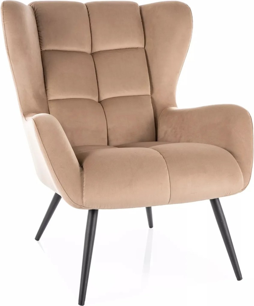 Poltrona Louis Velvet in velluto beige – 75x87x91 cm