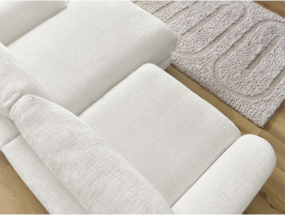 Divano angolare bianco (con penisola a destra/con chaise lounge) con rivestimento in ciniglia Leonore – Bobochic Paris