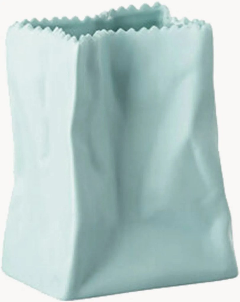 Mini vaso in porcellana Bag Mint, alt. 9 cm