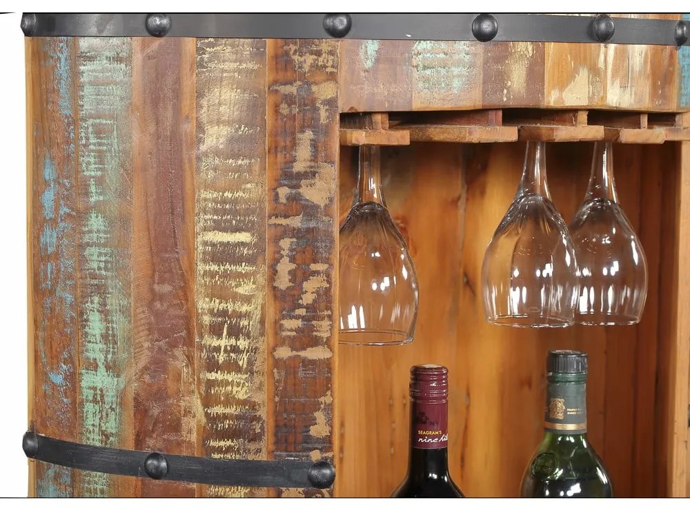 Scaffale per vino in legno riciclato colore naturale 8 bottiglie 60x115 cm Kaveri - Interia Home &amp; Living