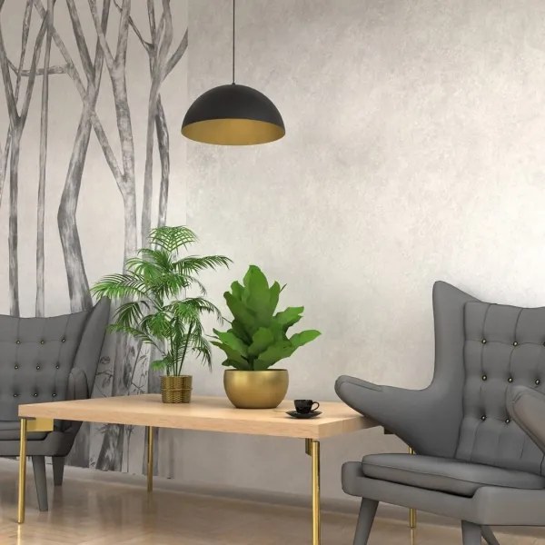 Lampadario su corda BETA 1xE27/60W/230V d. 35 cm nero