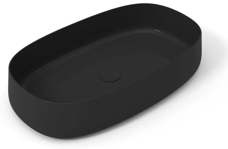 Lavabo da appoggio OLYMPIA CERAMICA ovale piletta non inclusa in ceramica L 70 x H 15 x P 40 cm nero piletta non inclusa