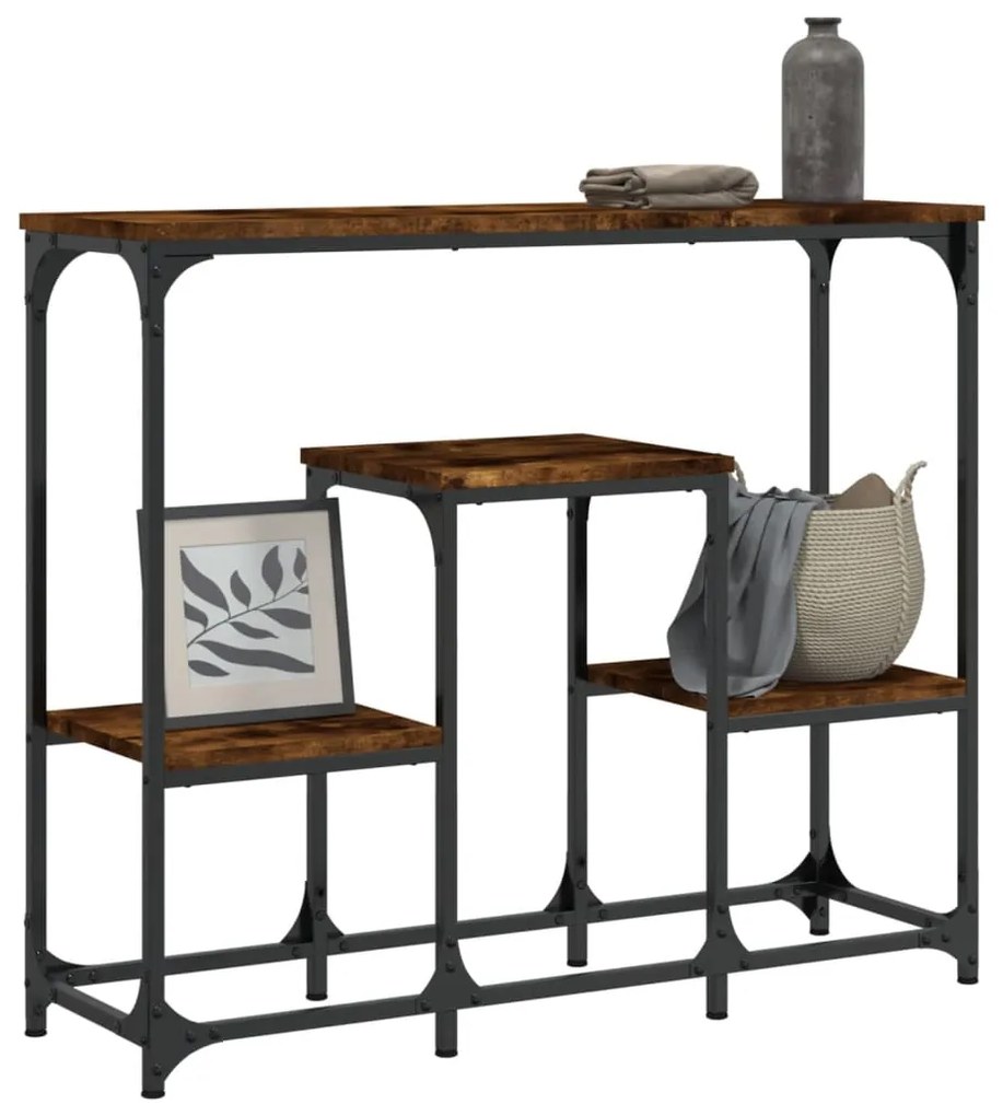 Tavolo consolle rovere fumo 89,5x28x76 cm legno multistrato