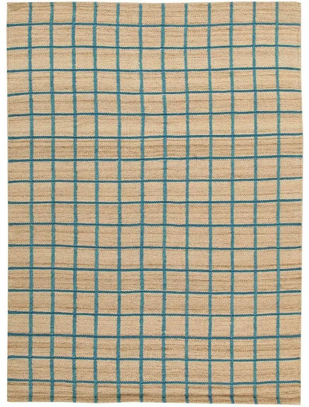 Tappeto Kilim box orientale in lana azzurro, L 160 x L 100 cm