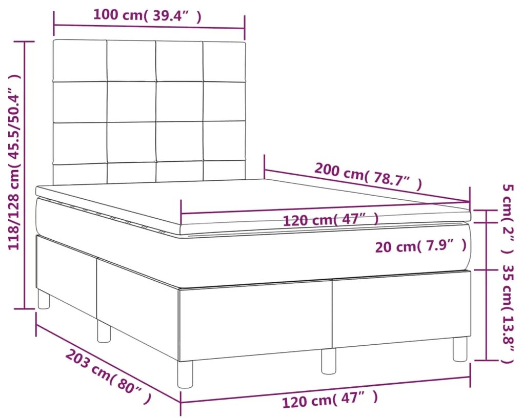 Giroletto a Molle con Materasso Rosa 120x200 cm in Velluto