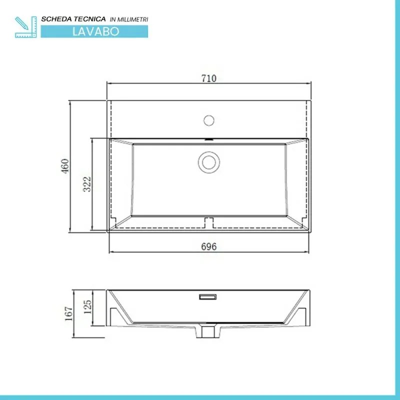 Mobile bagno sospeso cannettato 70 cm verde con specchio Bali