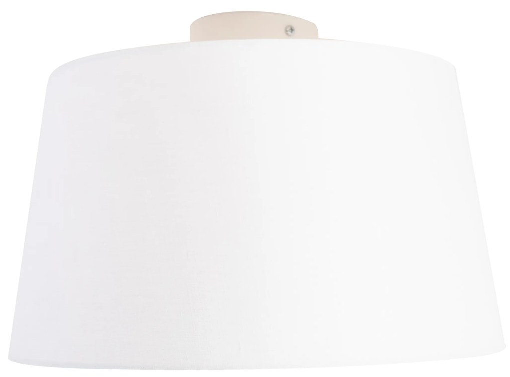 Plafoniera con paralume in lino bianco 35 cm - Combi bianco
