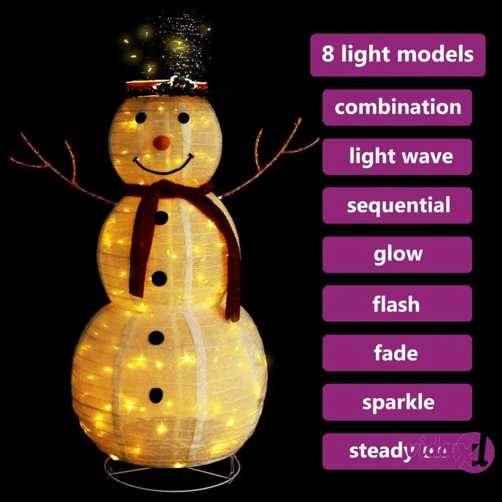 vidaXL Figura Natalizia Pupazzo di Neve a LED Tessuto Pregiato 120 cm