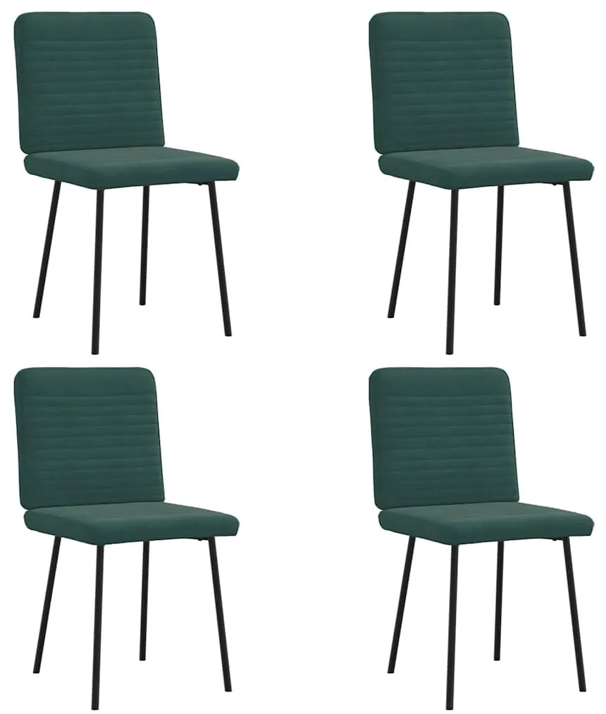 Sedie Da Pranzo 4 Pz Verde Scuro İn Velluto /