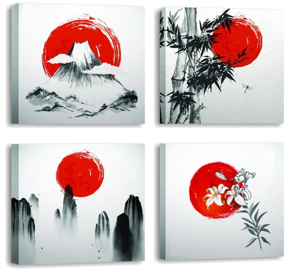 Quadri in set di 4 pezzi 30x30 cm Zen - Wallity