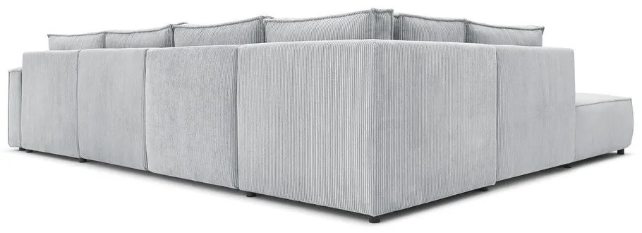 Divano angolare a U in velluto a coste grigio chiaro, angolo sinistro Nihad modular - Bobochic Paris