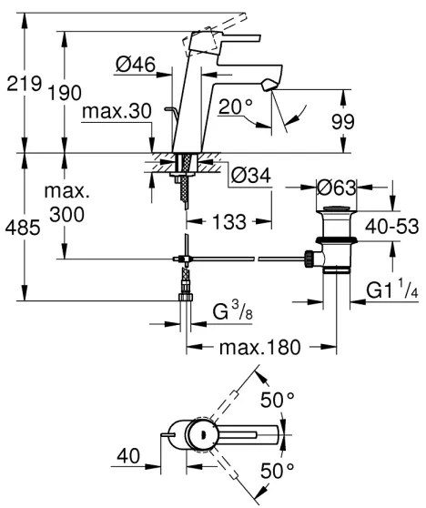 GROHE 23450001 - Miscelatore lavabo CONCETTO M, cromo lucido